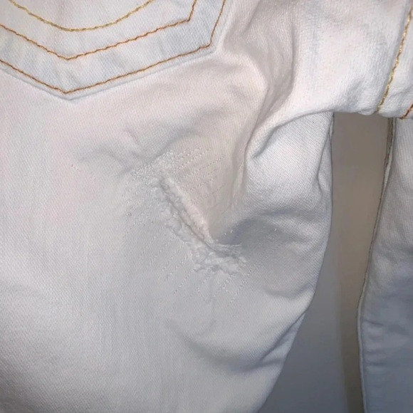 True Religion White Low Rise  Flare Distressed Jeans Y2K 30 - Picture 9 of 15